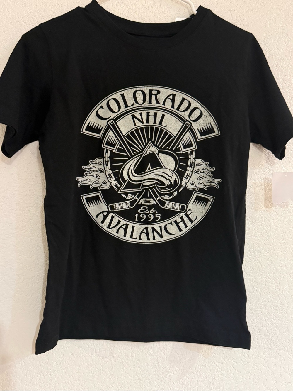 Avalanche Black Short-Sleeve Tee with White NHL Crest